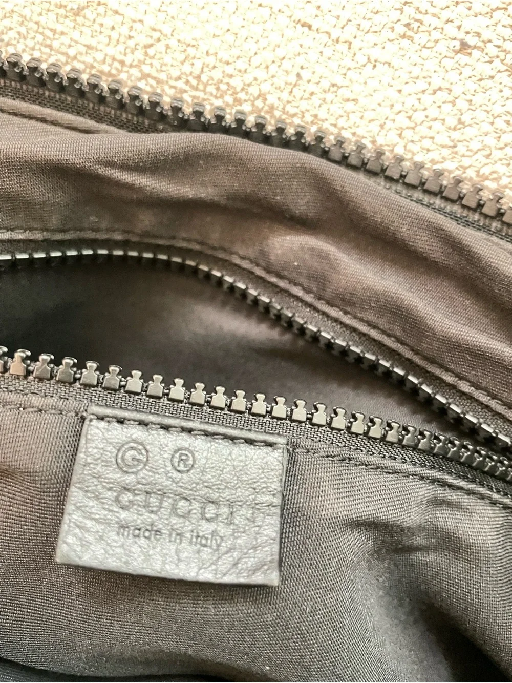 Gucci Black Monogram Crossbody Messenger Bag with Striped Strap